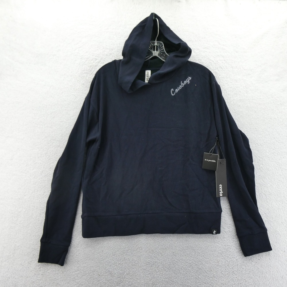 Certo Hoodie Women Small Dallas Cowboys Navy Blue Waffle Knit Thermal Pullover